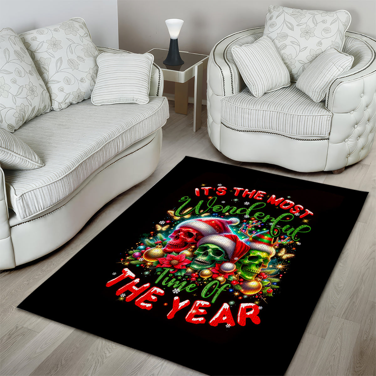 Skull Santa Claus Area Rug It's The Most Time Of The Year - Wonder Print Shop