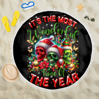 Skull Santa Claus Beach Blanket It's The Most Time Of The Year - Wonder Print Shop