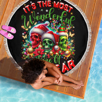 Skull Santa Claus Beach Blanket It's The Most Time Of The Year - Wonder Print Shop