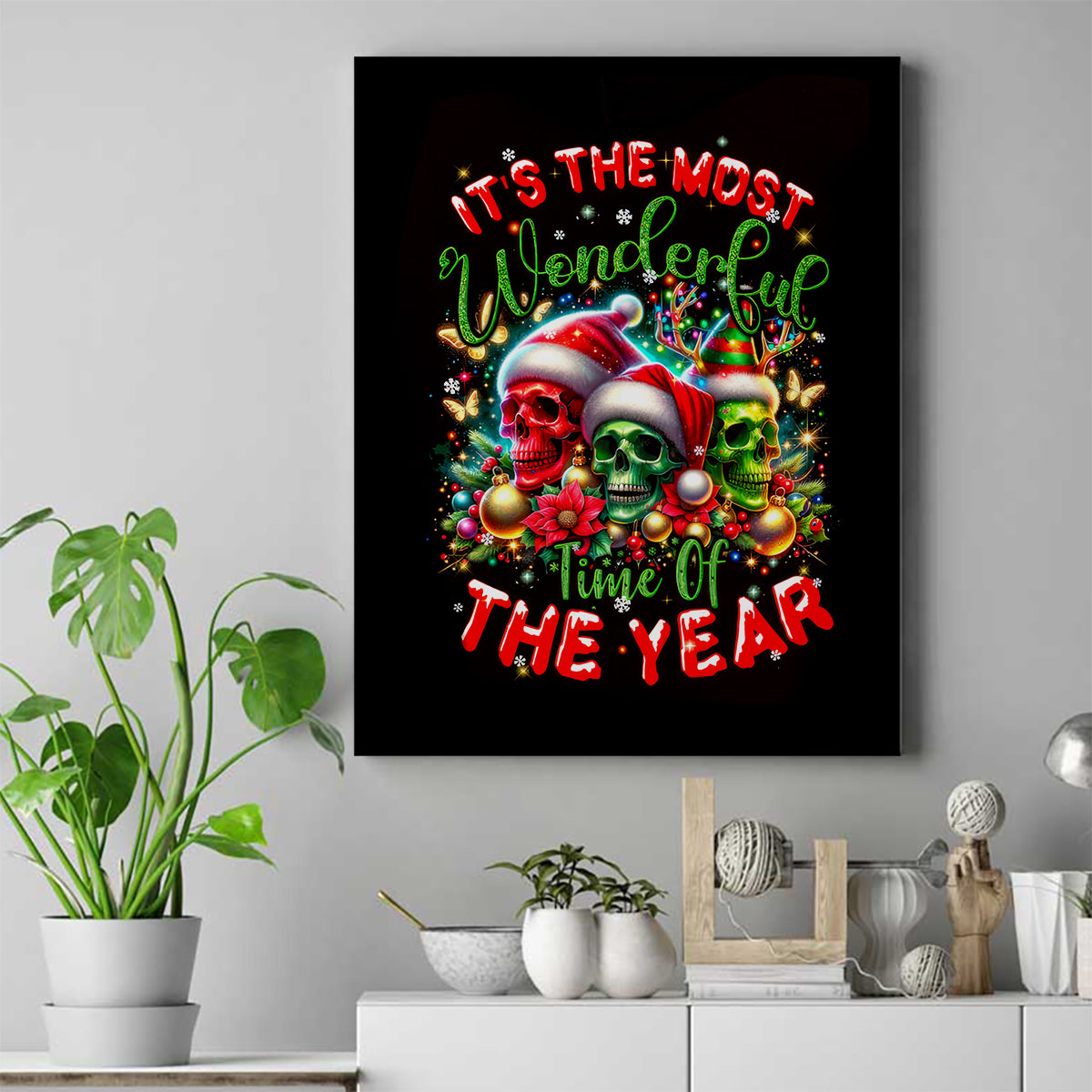 Skull Santa Claus Canvas Wall Art It's The Most Time Of The Year - Wonder Print Shop