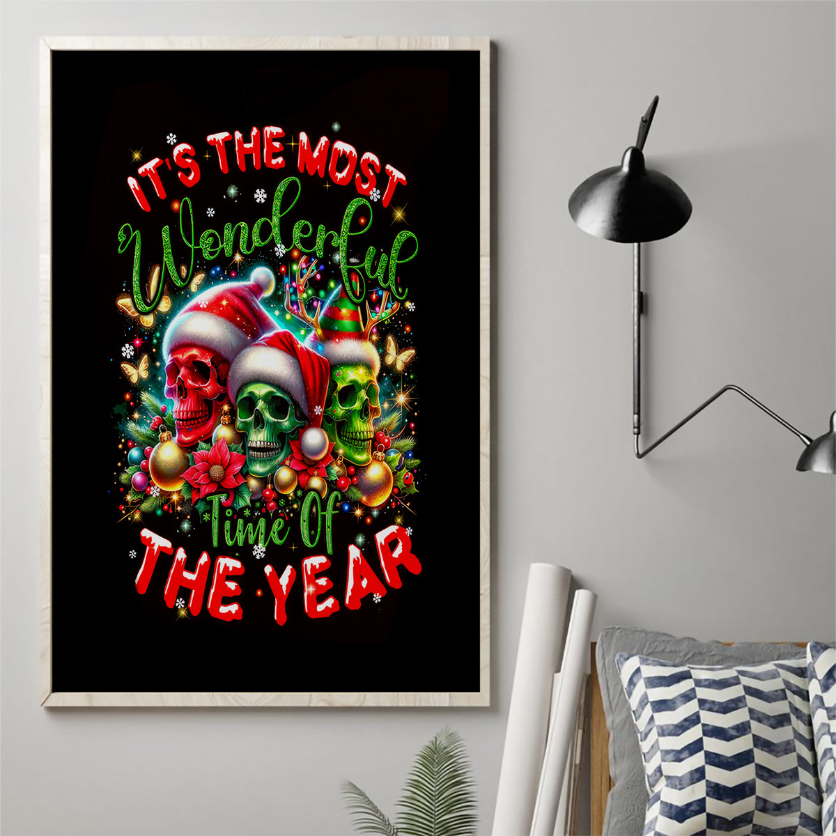 Skull Santa Claus Canvas Wall Art It's The Most Time Of The Year - Wonder Print Shop