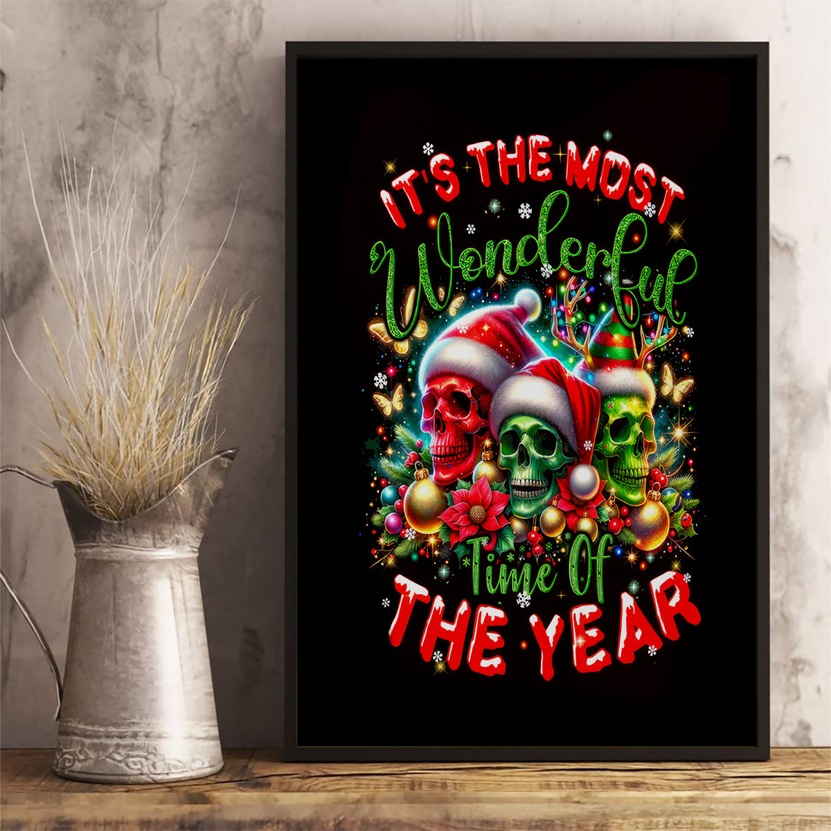 Skull Santa Claus Canvas Wall Art It's The Most Time Of The Year - Wonder Print Shop