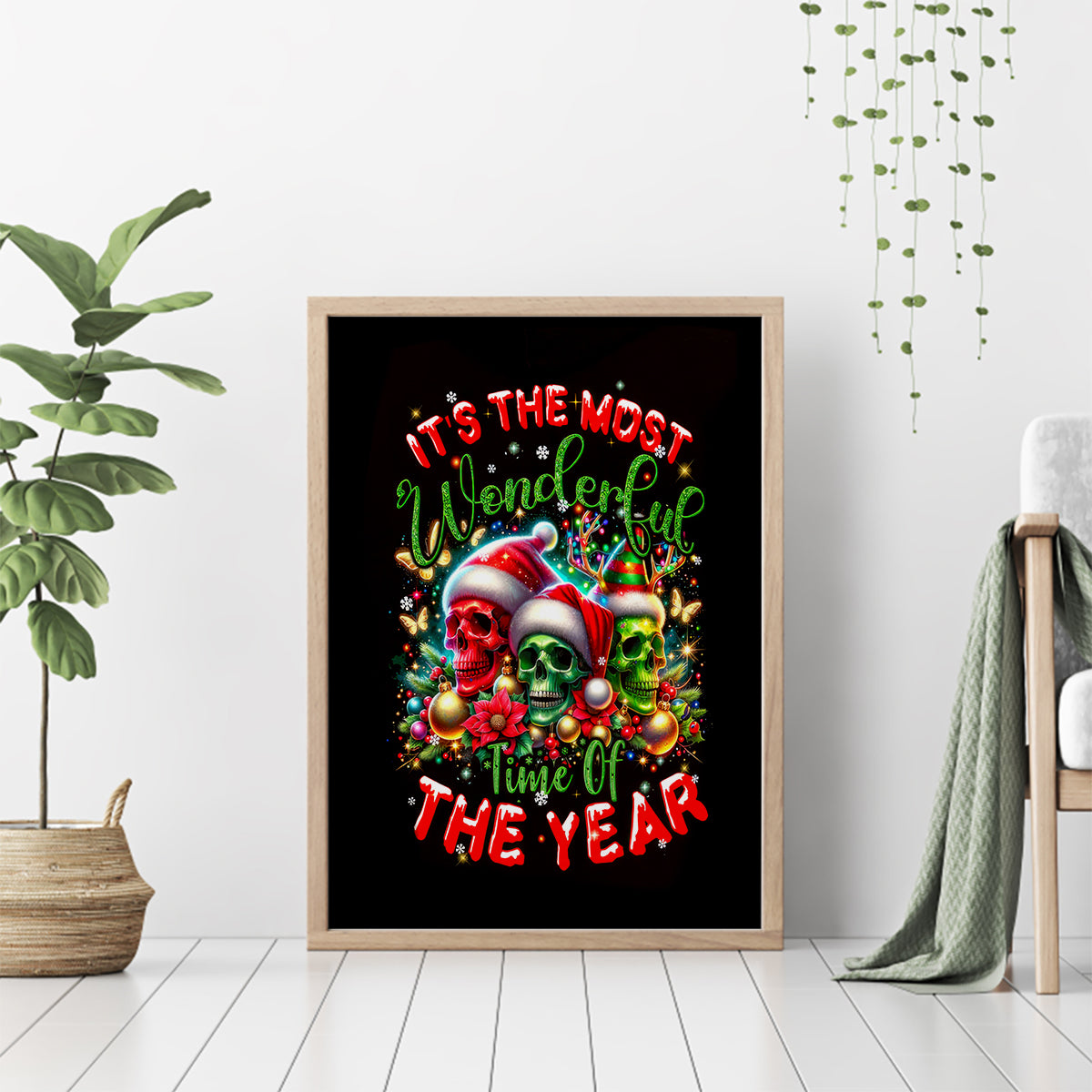 Skull Santa Claus Canvas Wall Art It's The Most Time Of The Year - Wonder Print Shop