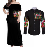 Skull Santa Claus Couples Matching Off Shoulder Maxi Dress and Long Sleeve Button Shirt It's The Most Time Of The Year - Wonder Print Shop