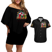 Skull Santa Claus Couples Matching Off Shoulder Short Dress and Hawaiian Shirt It's The Most Time Of The Year - Wonder Print Shop