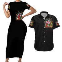 Skull Santa Claus Couples Matching Short Sleeve Bodycon Dress and Hawaiian Shirt It's The Most Time Of The Year - Wonder Print Shop