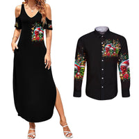 Skull Santa Claus Couples Matching Summer Maxi Dress and Long Sleeve Button Shirt It's The Most Time Of The Year - Wonder Print Shop