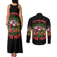 Skull Santa Claus Couples Matching Tank Maxi Dress and Long Sleeve Button Shirt It's The Most Time Of The Year - Wonder Print Shop