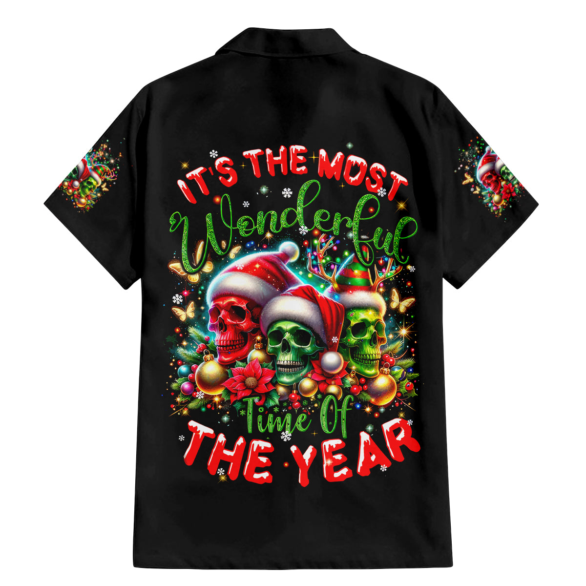 Skull Santa Claus Family Matching Mermaid Dress and Hawaiian Shirt It's The Most Time Of The Year - Wonder Print Shop