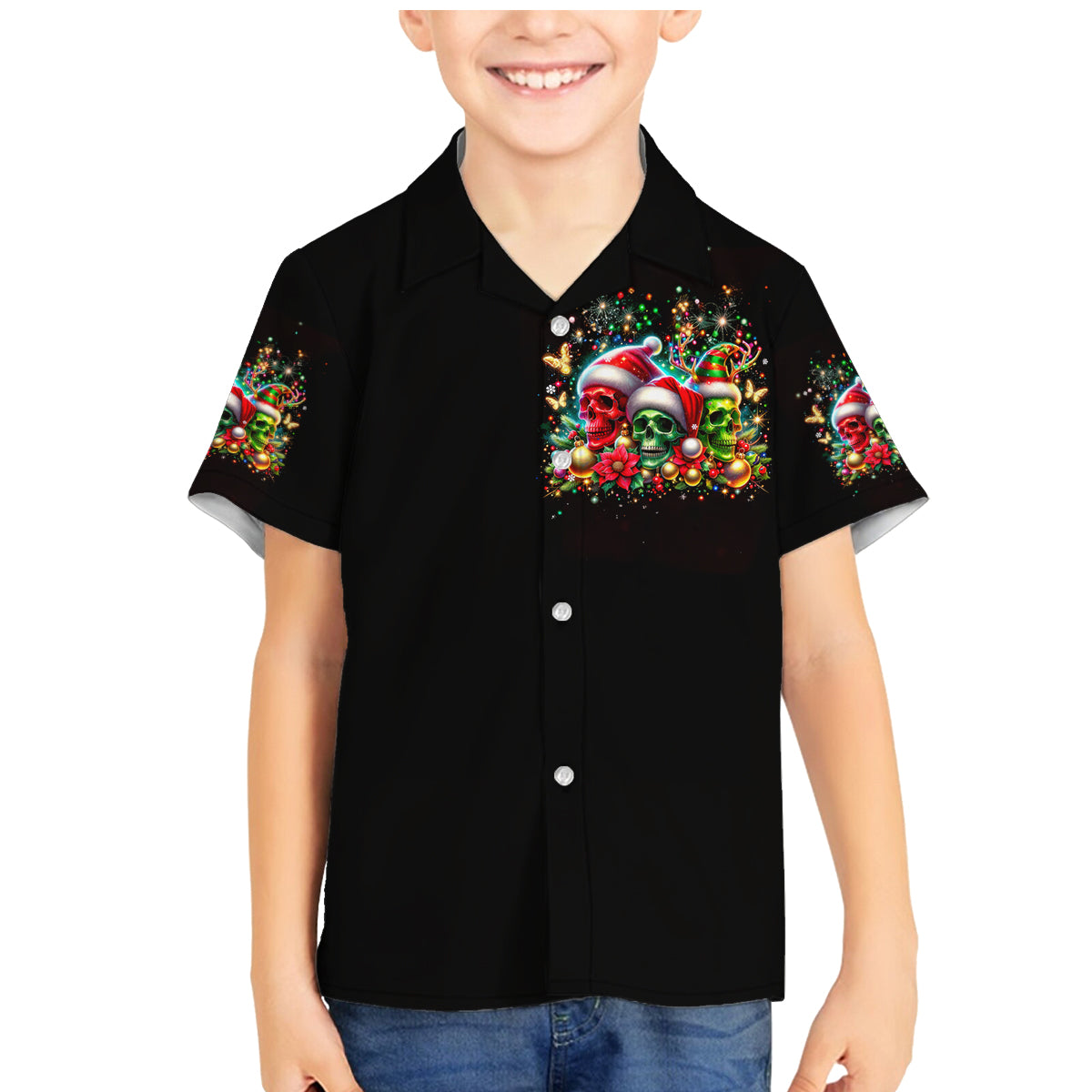 Skull Santa Claus Family Matching Mermaid Dress and Hawaiian Shirt It's The Most Time Of The Year - Wonder Print Shop