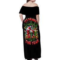 Skull Santa Claus Family Matching Off Shoulder Maxi Dress and Hawaiian Shirt It's The Most Time Of The Year - Wonder Print Shop