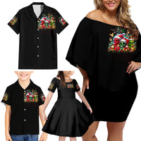 Skull Santa Claus Family Matching Off Shoulder Short Dress and Hawaiian Shirt It's The Most Time Of The Year - Wonder Print Shop