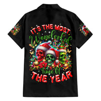 Skull Santa Claus Family Matching Puletasi Dress and Hawaiian Shirt It's The Most Time Of The Year - Wonder Print Shop