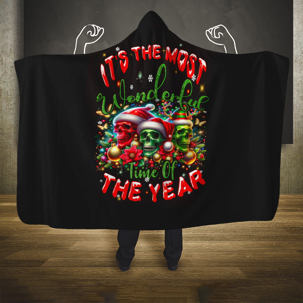 skull-santa-claus-hooded-blanket-its-the-most-time-of-the-year
