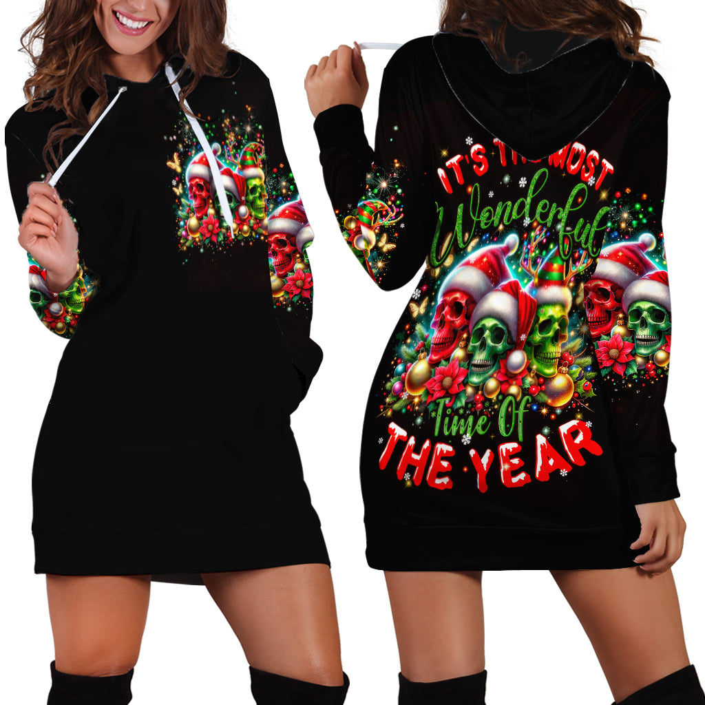 Skull Santa Claus Hoodie Dress It's The Most Time Of The Year - Wonder Print Shop