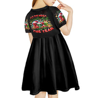 Skull Santa Claus Kid Short Sleeve Dress It's The Most Time Of The Year - Wonder Print Shop
