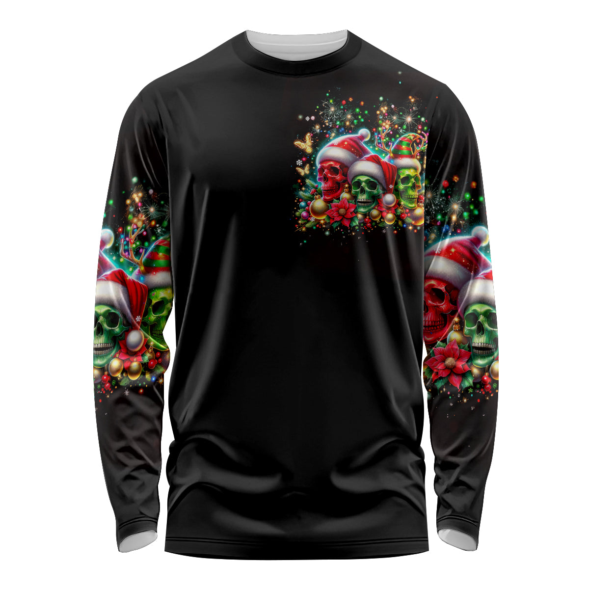 Skull Santa Claus Long Sleeve Shirt It's The Most Time Of The Year - Wonder Print Shop