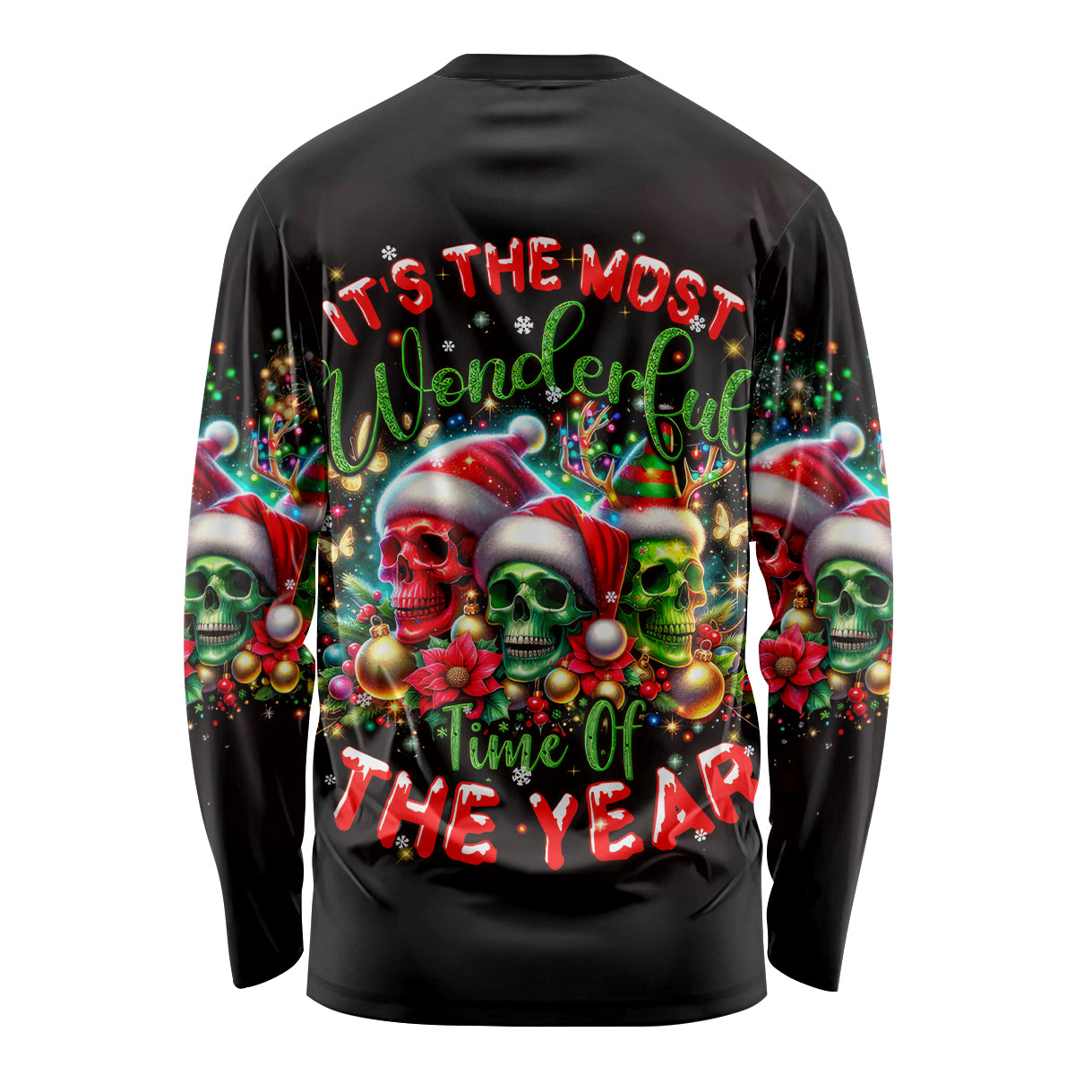 Skull Santa Claus Long Sleeve Shirt It's The Most Time Of The Year - Wonder Print Shop