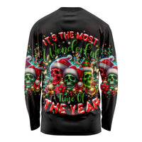 Skull Santa Claus Long Sleeve Shirt It's The Most Time Of The Year - Wonder Print Shop