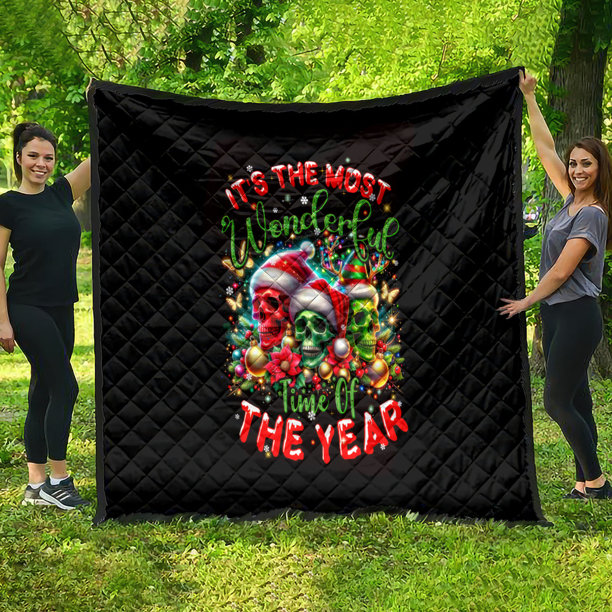 Skull Santa Claus Quilt It's The Most Time Of The Year - Wonder Print Shop