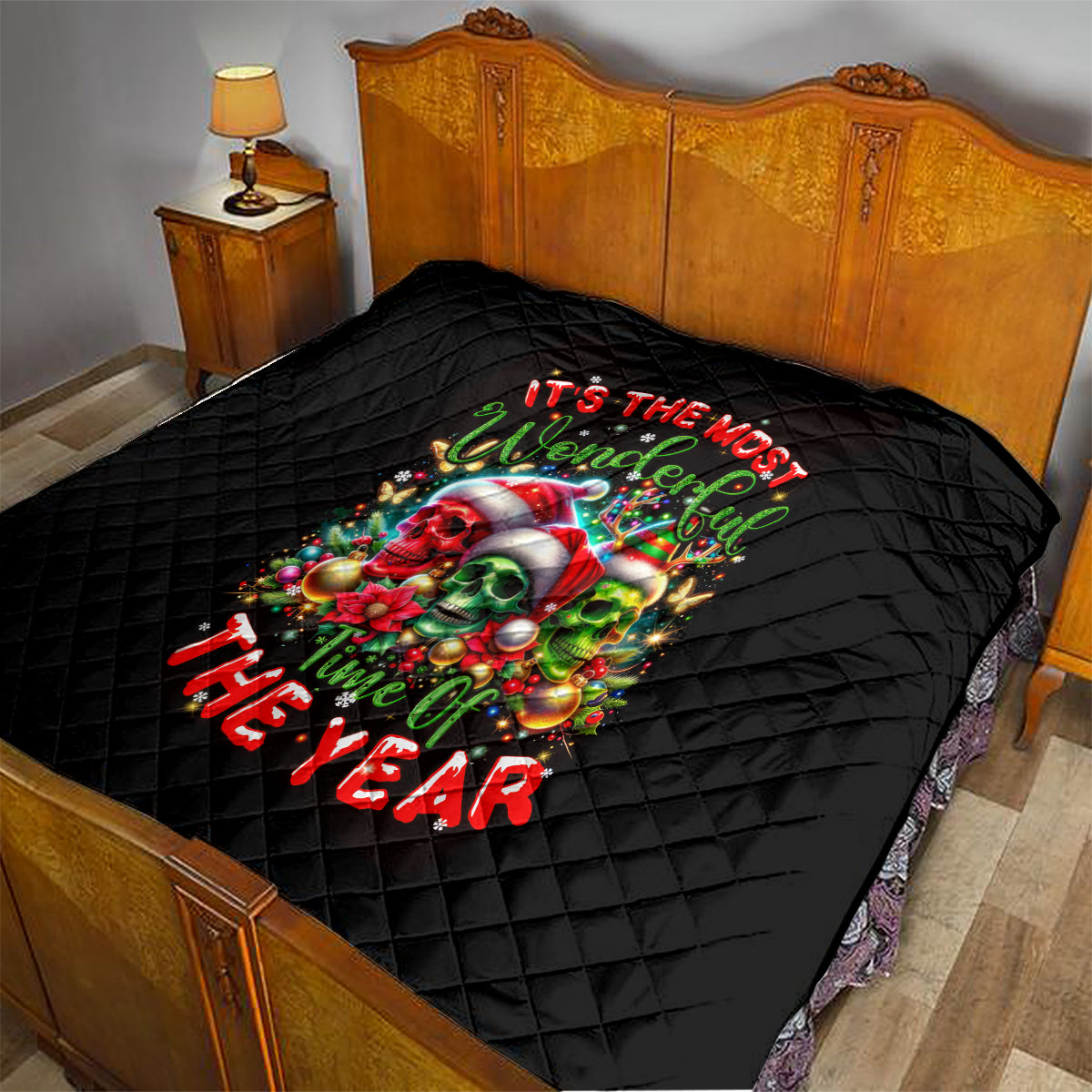 Skull Santa Claus Quilt It's The Most Time Of The Year - Wonder Print Shop