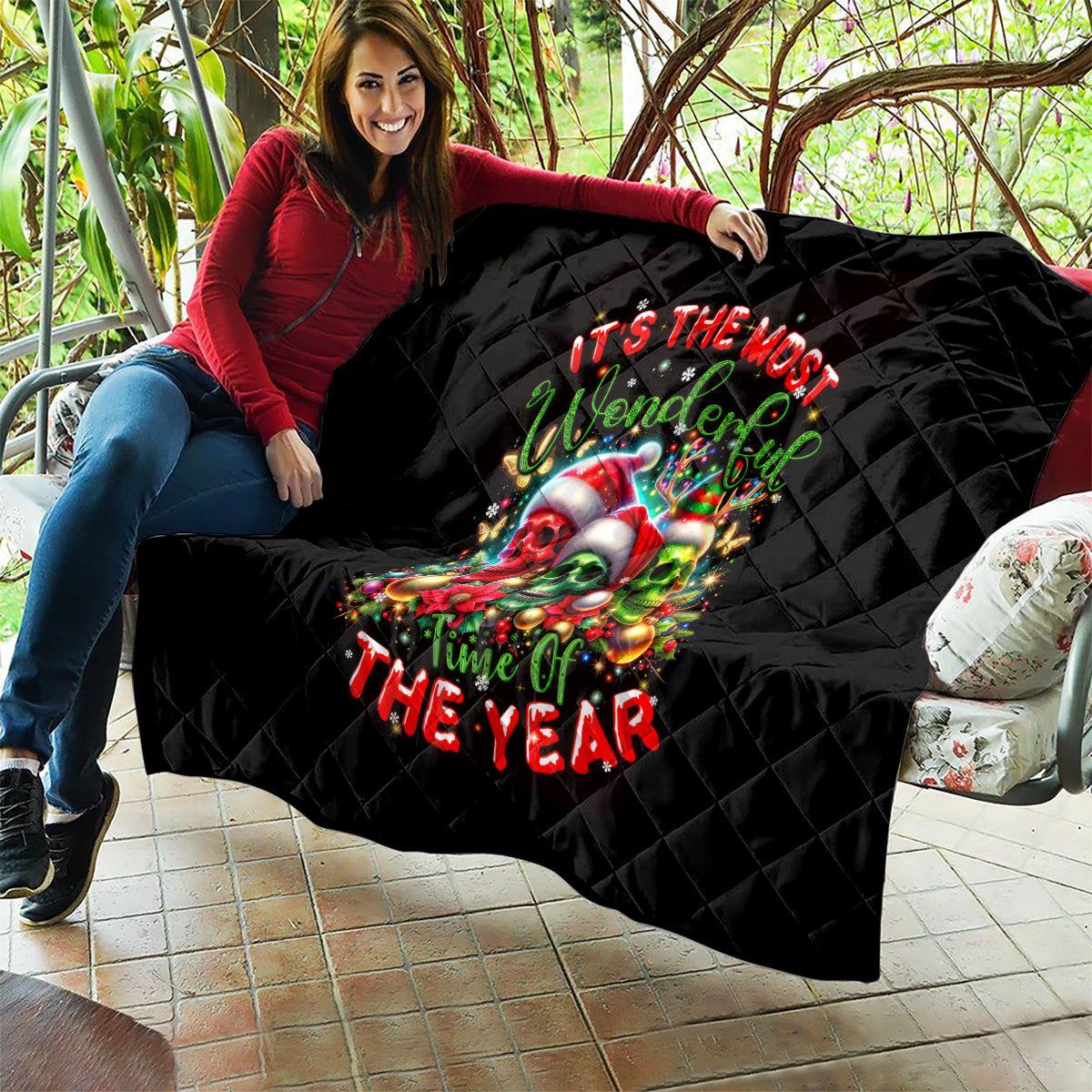 Skull Santa Claus Quilt It's The Most Time Of The Year - Wonder Print Shop