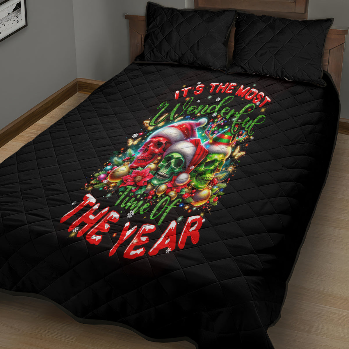 Skull Santa Claus Quilt Bed Set It's The Most Time Of The Year - Wonder Print Shop