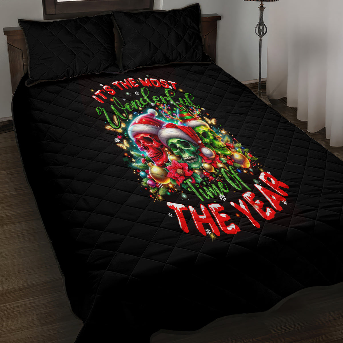Skull Santa Claus Quilt Bed Set It's The Most Time Of The Year - Wonder Print Shop