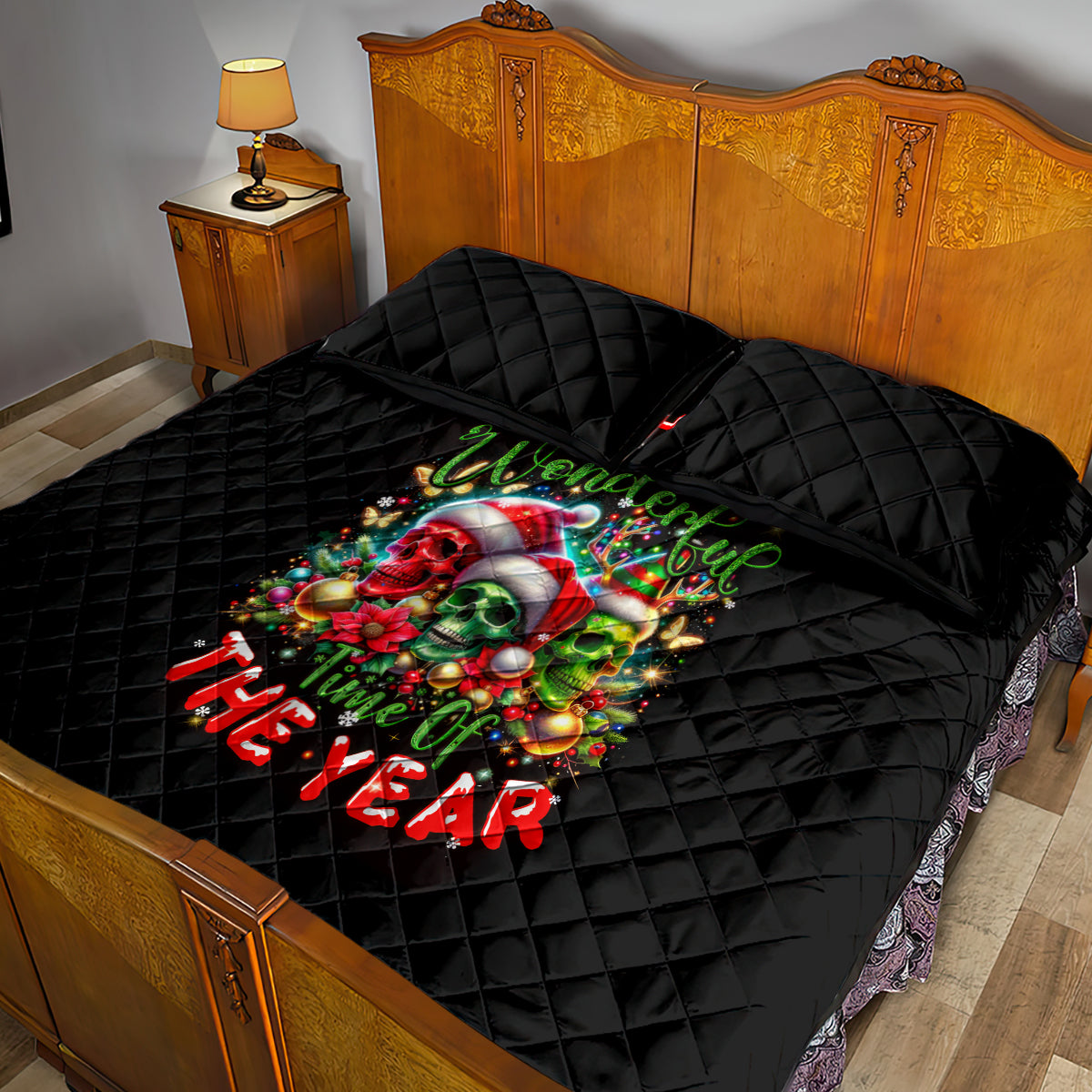 Skull Santa Claus Quilt Bed Set It's The Most Time Of The Year - Wonder Print Shop