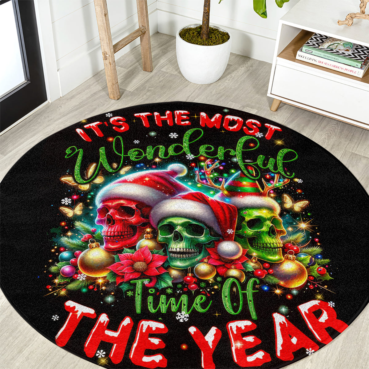skull-santa-claus-round-carpet-its-the-most-time-of-the-year