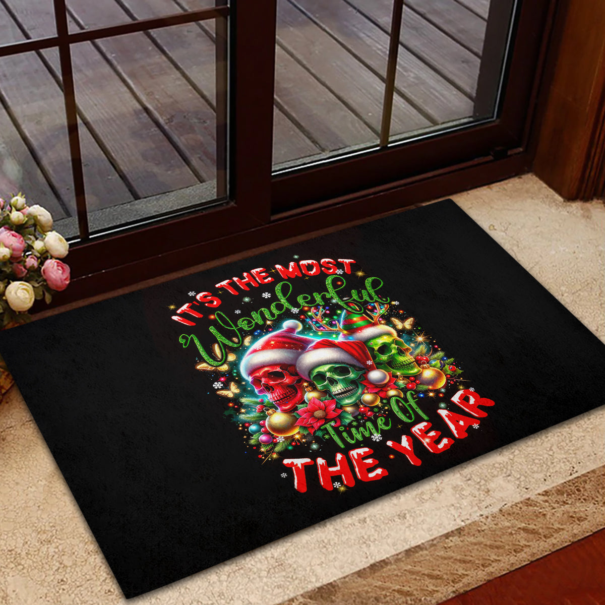 Skull Santa Claus Rubber Doormat It's The Most Time Of The Year - Wonder Print Shop