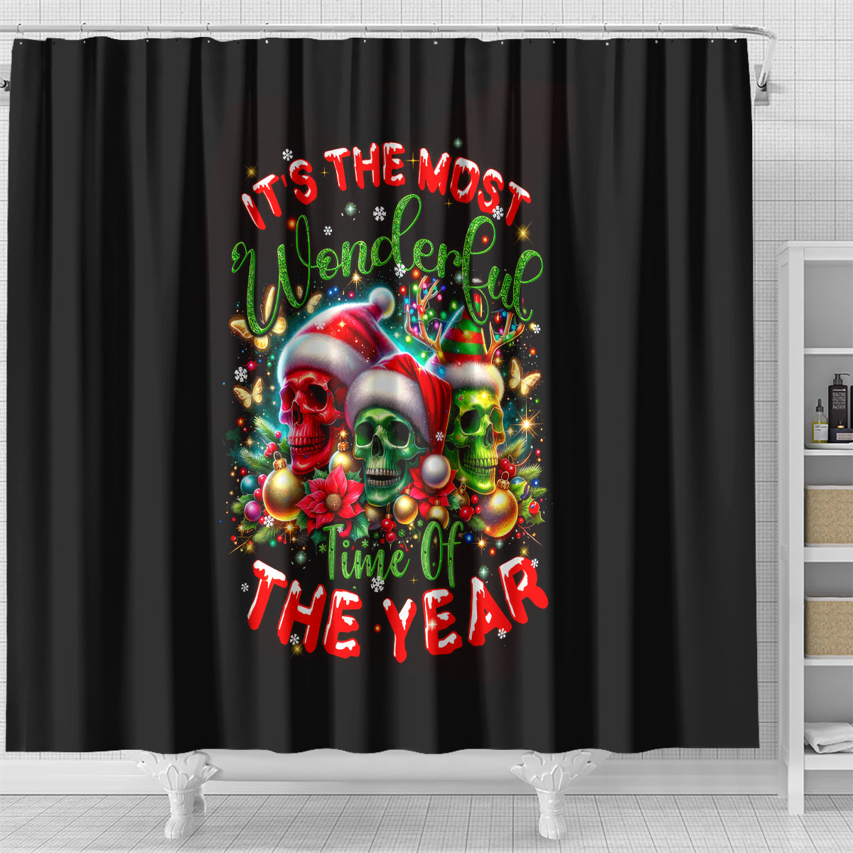 skull-santa-claus-shower-curtain-its-the-most-time-of-the-year