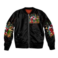 Skull Santa Claus Sleeve Zip Bomber Jacket It's The Most Time Of The Year - Wonder Print Shop