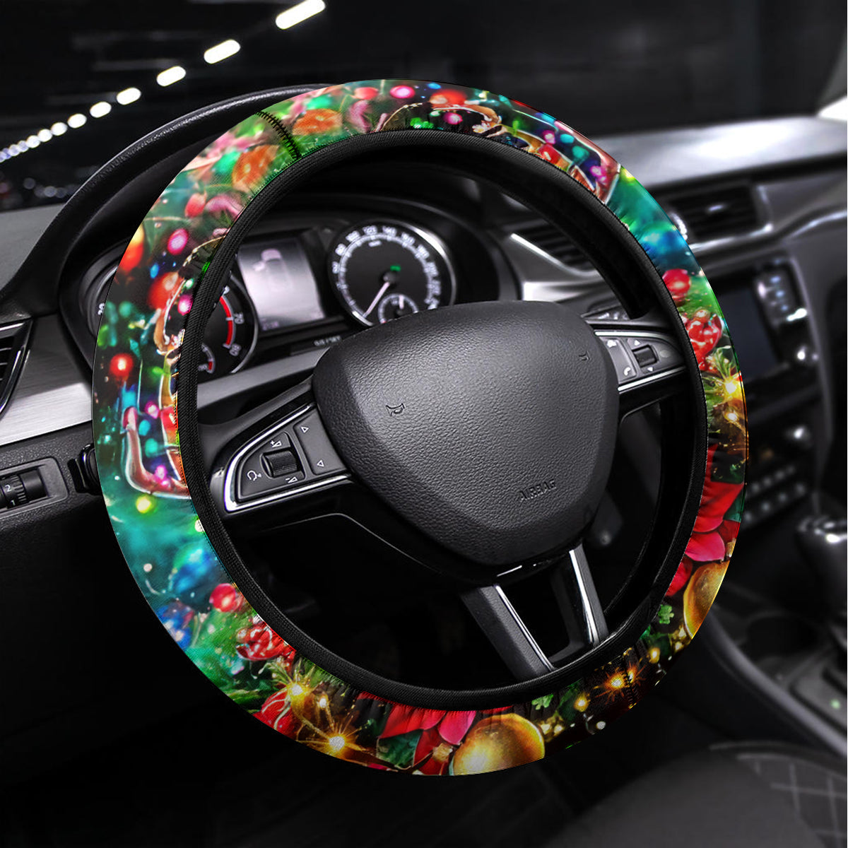 Skull Santa Claus Steering Wheel Cover It's The Most Time Of The Year - Wonder Print Shop