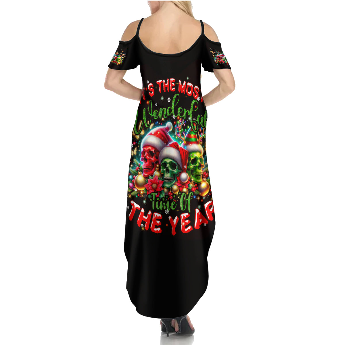 Skull Santa Claus Summer Maxi Dress It's The Most Time Of The Year - Wonder Print Shop