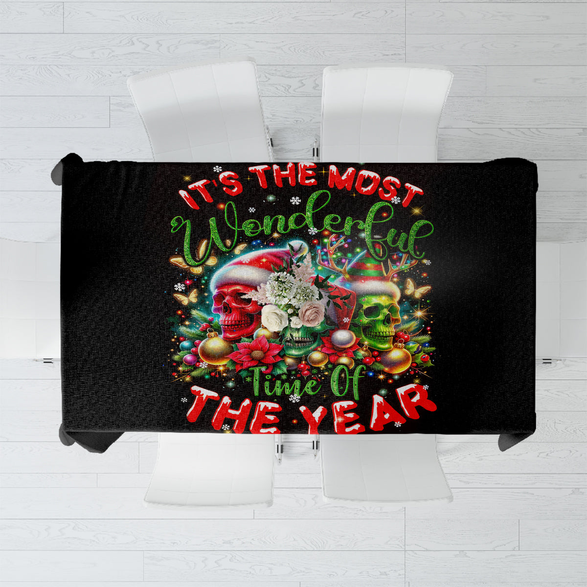 Skull Santa Claus Tablecloth It's The Most Time Of The Year - Wonder Print Shop