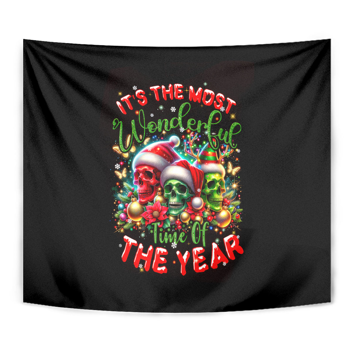 Skull Santa Claus Tapestry It's The Most Time Of The Year - Wonder Print Shop