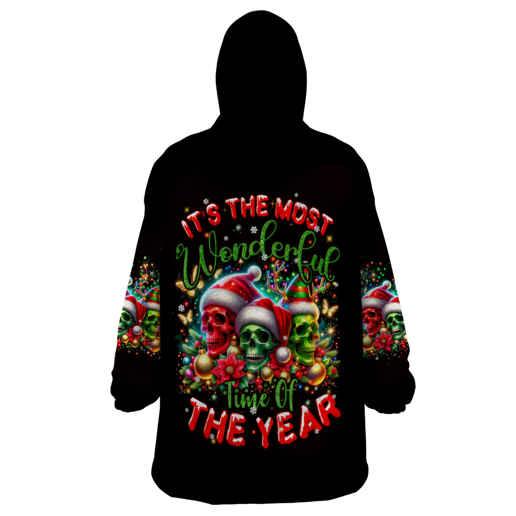 Skull Santa Claus Wearable Blanket Hoodie It's The Most Time Of The Year - Wonder Print Shop