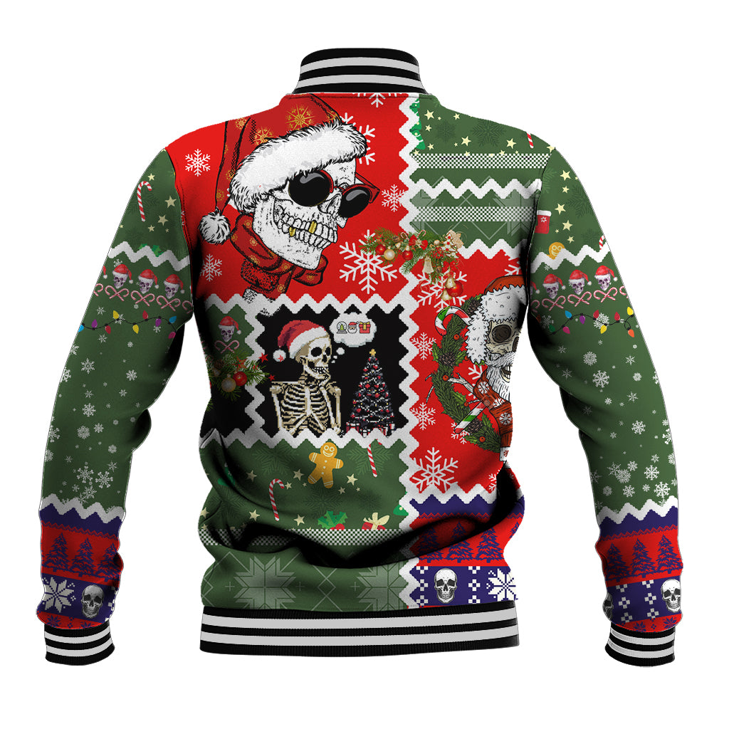Skeleton Santa Claus Baseball Jacket Moodboard Skull Ugly Christmas - Wonder Print Shop