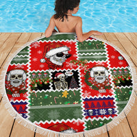 Skeleton Santa Claus Beach Blanket Moodboard Skull Ugly Christmas - Wonder Print Shop