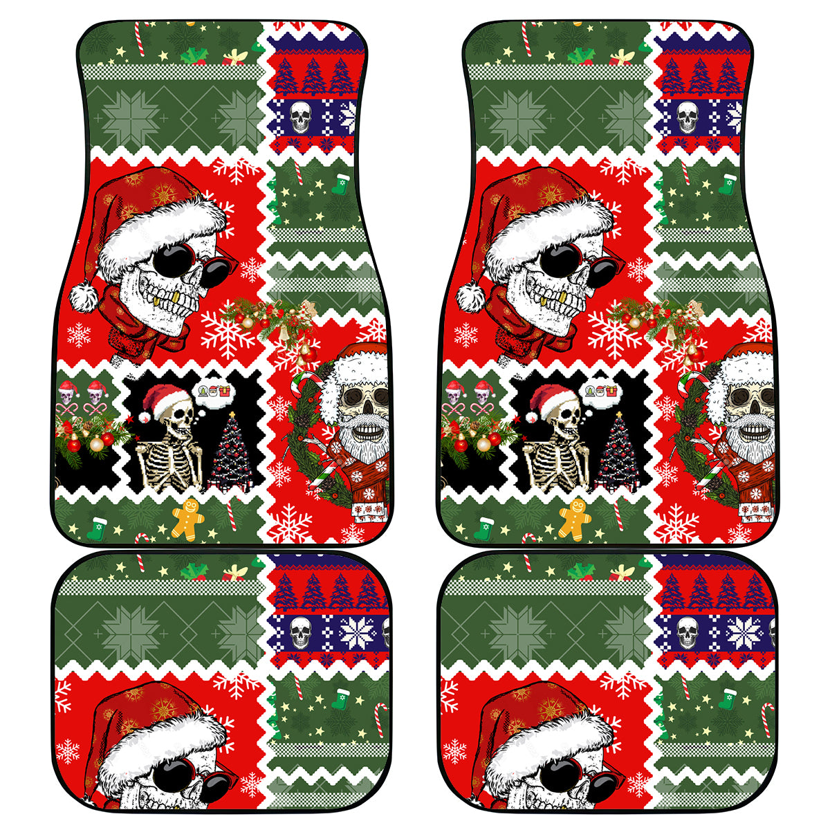 Skeleton Santa Claus Car Mats Moodboard Skull Ugly Christmas - Wonder Print Shop