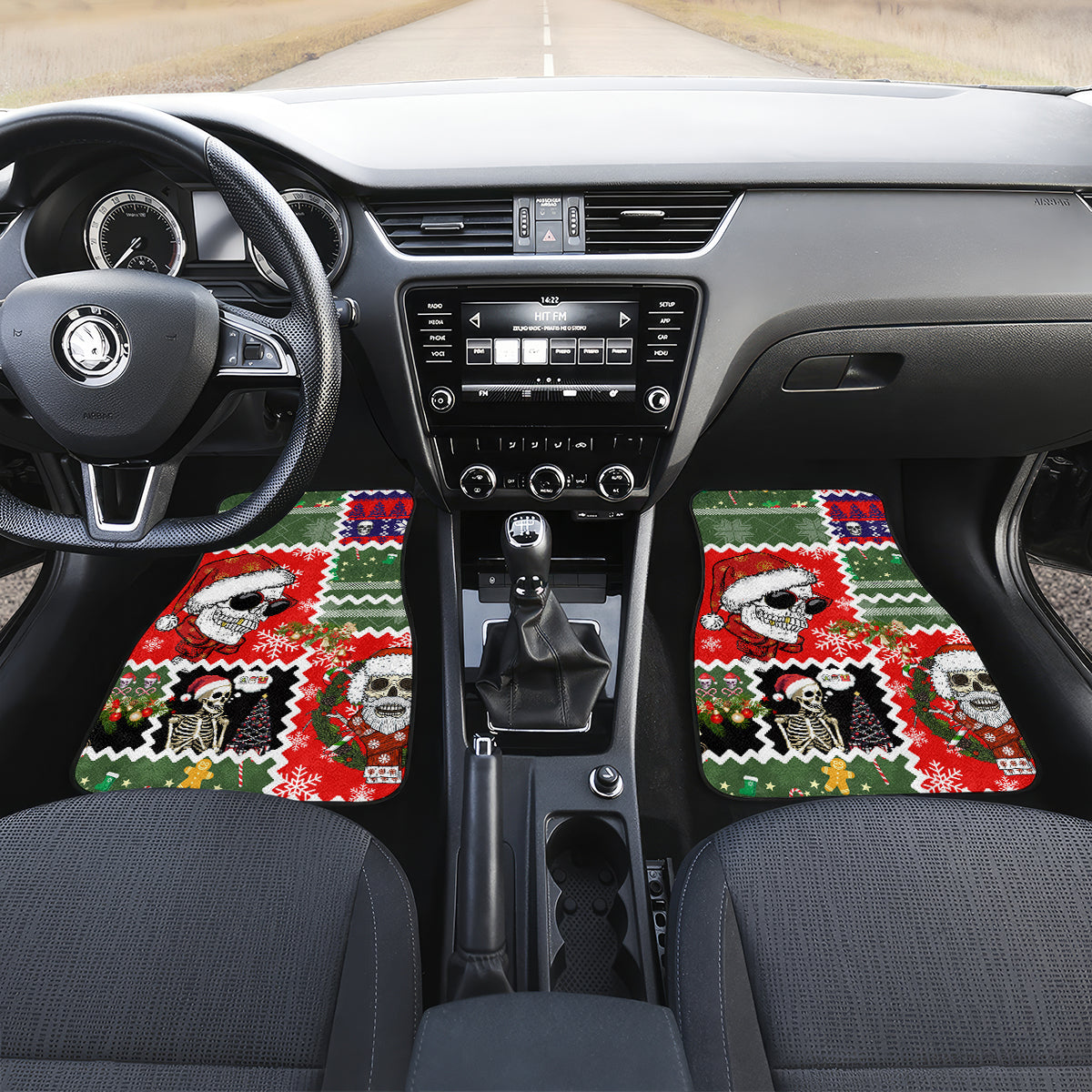 Skeleton Santa Claus Car Mats Moodboard Skull Ugly Christmas - Wonder Print Shop