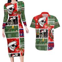 Skeleton Santa Claus Couples Matching Long Sleeve Bodycon Dress and Hawaiian Shirt Moodboard Skull Ugly Christmas - Wonder Print Shop