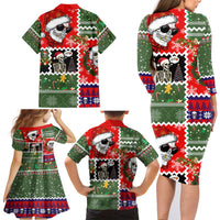 Skeleton Santa Claus Family Matching Long Sleeve Bodycon Dress and Hawaiian Shirt Moodboard Skull Ugly Christmas - Wonder Print Shop