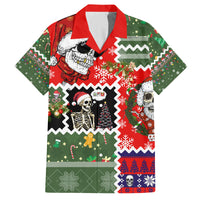 Skeleton Santa Claus Family Matching Long Sleeve Bodycon Dress and Hawaiian Shirt Moodboard Skull Ugly Christmas - Wonder Print Shop