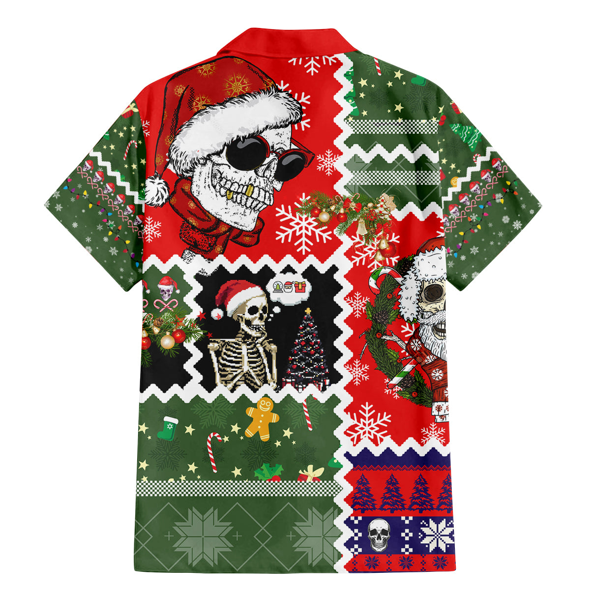 Skeleton Santa Claus Family Matching Mermaid Dress and Hawaiian Shirt Moodboard Skull Ugly Christmas - Wonder Print Shop