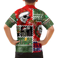 Skeleton Santa Claus Family Matching Off Shoulder Long Sleeve Dress and Hawaiian Shirt Moodboard Skull Ugly Christmas - Wonder Print Shop