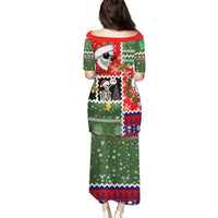 Skeleton Santa Claus Family Matching Puletasi Dress and Hawaiian Shirt Moodboard Skull Ugly Christmas - Wonder Print Shop