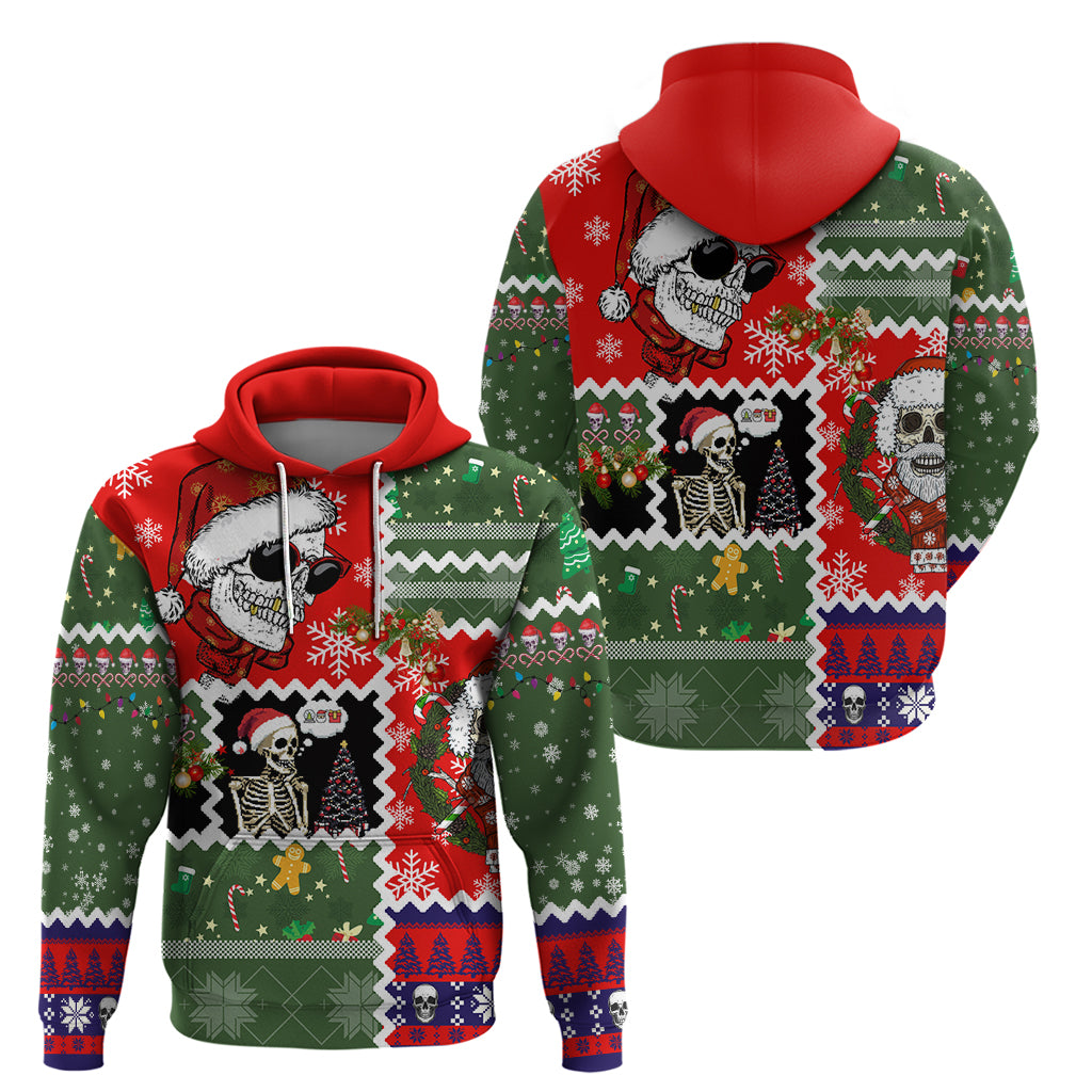 Skeleton Santa Claus Hoodie Moodboard Skull Ugly Christmas - Wonder Print Shop