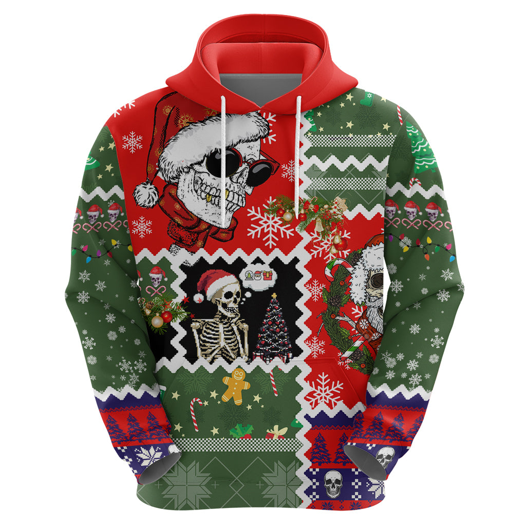 Skeleton Santa Claus Hoodie Moodboard Skull Ugly Christmas - Wonder Print Shop
